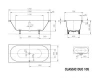 Vorschau: Kaldewei Classic Duo Rechteck Badewanne 170x70x42cm Mod. 105
