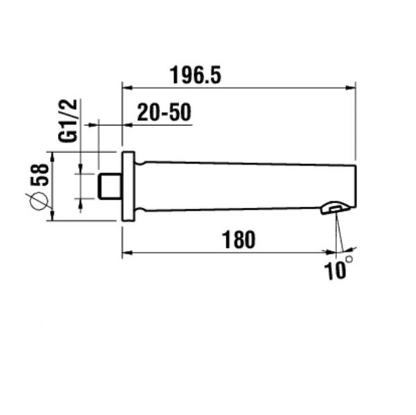 Laufen The New Classic Wanneneinlauf Ausladung 180mm, chrom H3718500040601_1