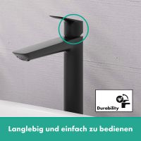 Vorschau: Hansgrohe Logis Waschtischarmatur 240 Fine mit Zugstangen-Ablaufgarnitur, schwarz matt