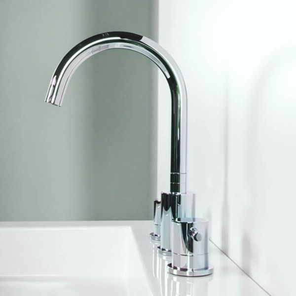 Steinberg Serie 100 3-Loch Waschtisch-Armatur mit schwenkbarem Auslauf, Ausladung 150mm, chrom