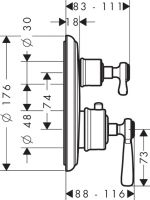 Vorschau: Axor Montreux Thermostat Unterputz mit Hebelgriff und Ab- und Umstellventil