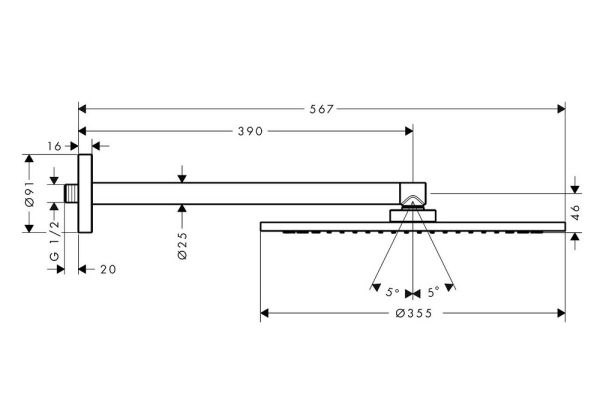 Axor ShowerSolutions Kopfbrause 350 1jet mit Brausearm