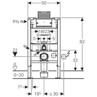 Vorschau: Geberit Duofix Element für Wand-WC 82 cm mit Omega UP-Spülkasten, Betätigung von oben / vorne