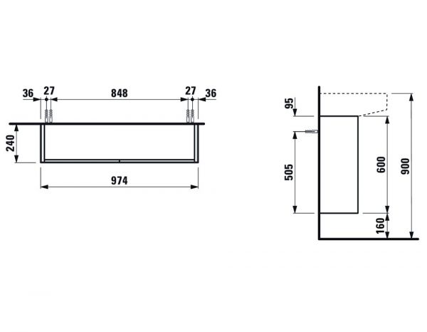 Laufen Sonar Waschtischunterbau 2 Türen mit Push&Pull Funktion, Breite 97,5cm H4054840340421_1