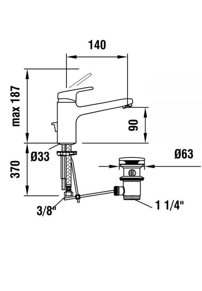 Laufen Citypro Einhand-Waschtischmischer ohne Ablaufventil, Ausladung 140mm, chrom_1