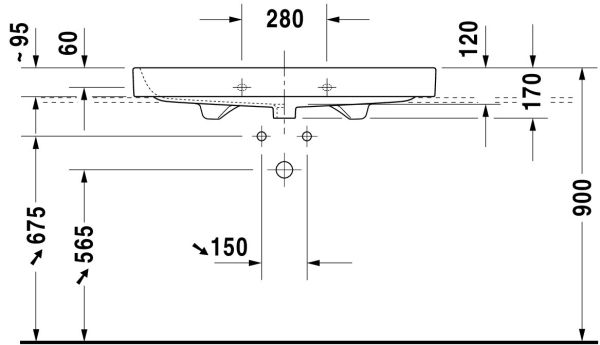 Duravit Happy D.2 Waschtisch 100x50,5cm, mit Hahnloch und Überlauf, geschliffen, WonderGliss, weiß