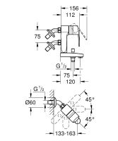 Vorschau: Grohe Eurostyle Cosmopolitan Vertica-Einhand-Wannenbatterie mit 45° Wandanschluss, chrom