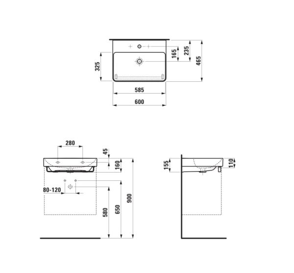 Laufen Pro X Waschtisch 60x46,5cm