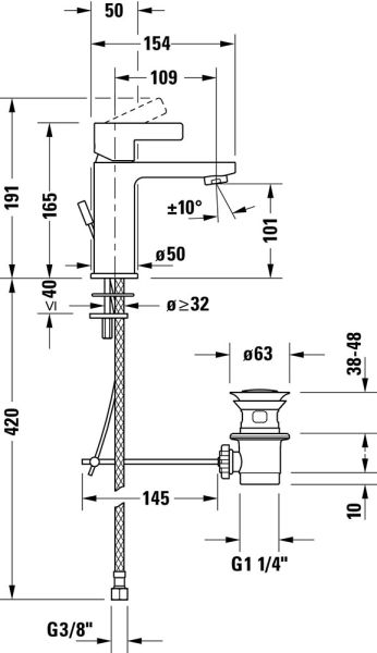 Duravit D-Neo Einhebel-Waschtischmischer DE1021001010