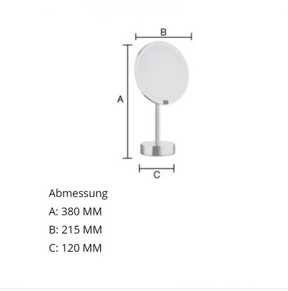 Smedbo Outline Kosmetikspiegel rund mit Sensor LED-Beleuchtung Dual Light, Standmodell, chrom