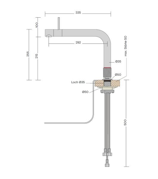 Quooker Front Kochendwasser-Küchenarmatur, Mischwasser-Hebel vorne