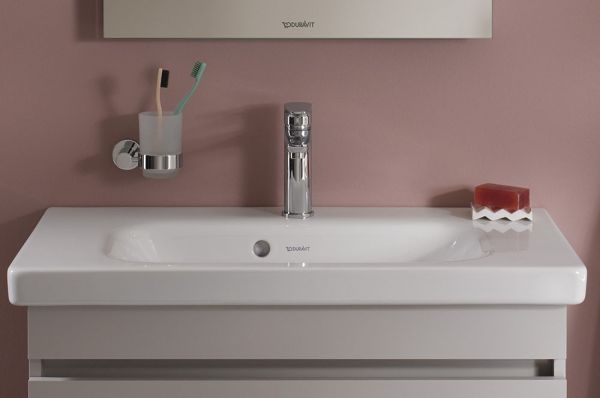 Duravit D-Code Zahnputzbecher Wandmontage, links, chrom