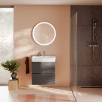 hansgrohe Xilesa E Waschtischunterschrank 63cm, 2 Schubkästen mit Grifffuge schiefergrau matt