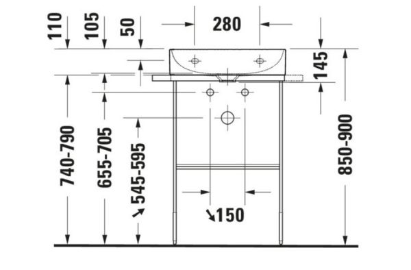 Duravit Metallkonsole BodenstehendWandmontage, chrom poliert passend zu Waschtisch 235350 0031151000