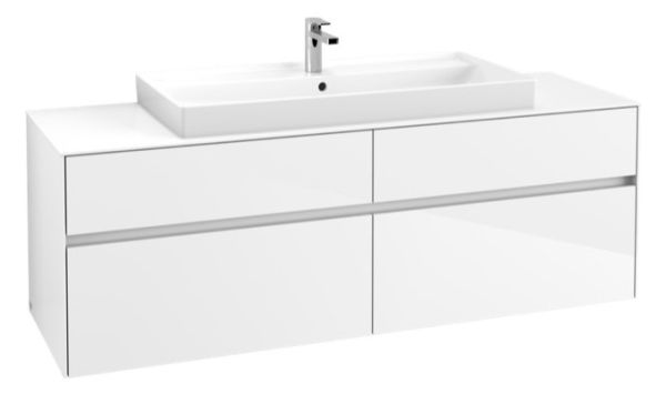 Villeroy&Boch Collaro Waschtischunterschrank passend zu Aufsatzwaschtisch 4A331G, 4 Auszüge, 160cm glossy white C03100DH