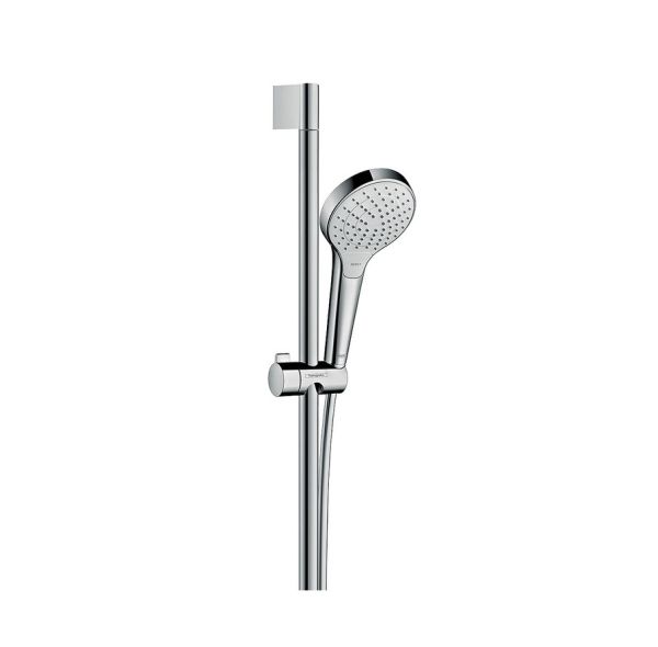 hansgrohe Croma Select S Brauseset 110 Vario 3jet mit Brausestange 65cm, Seifenschale, weiß/chrom 28170400