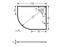 Vorschau: Polypex RONDO 100x80 rechts Viertelkreis-Duschwanne 100x80x2cm