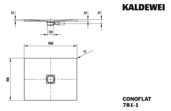 Kaldewei Conoflat Rechteck-Duschwanne 100x80cm weiß matt Mod.781-1