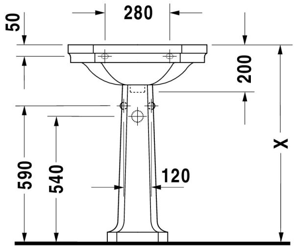 Duravit Serie 1930 Waschtisch oktogonal 60x41cm, mit Überlauf, ohne Wondergliss, weiß 0438600000