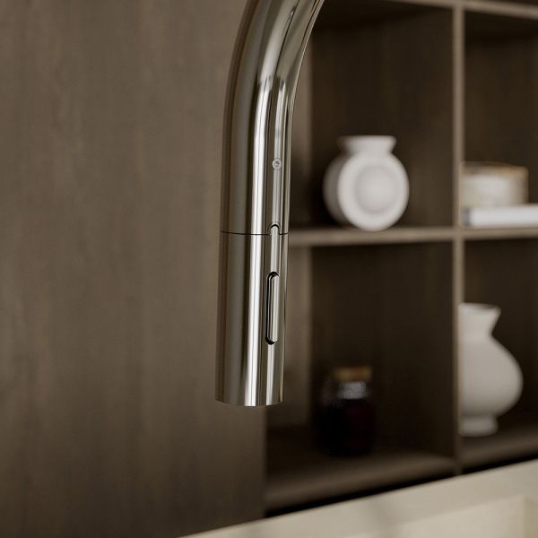 Kludi AUREA Küchenarmatur mit ausziehbarer Geschirrbrause, chrom