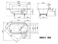 Vorschau: Kaldewei Vaio 6 Sechseck-Badewanne 190x90cm Mod.958