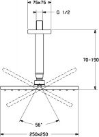 Vorschau: Hansa Hansaviva Kopfbrause quadratisch, 25x25cm, für Deckenmontage, Rosette eckig, kürzbar, chrom