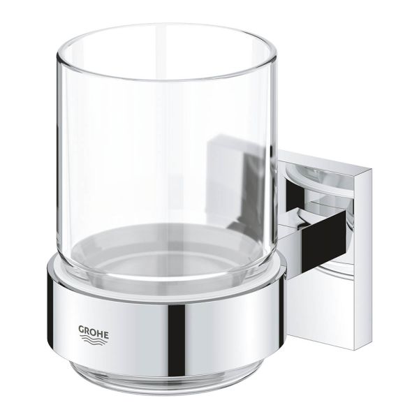 Grohe QuickFix Start Cube Glas mit Halter, zum Kleben oder Bohren