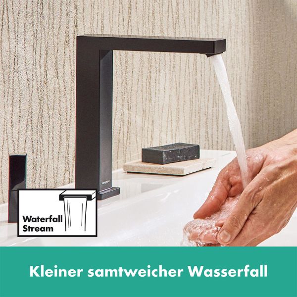 Hansgrohe Tecturis E 2-Loch Waschtischarmatur 150 CoolStart mit Ablaufgarnitur, schwarz matt