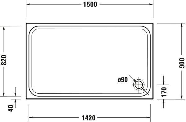 Duravit D-Code Duschwanne 151,5x91,5cm, Sanitäracryl, weiß
