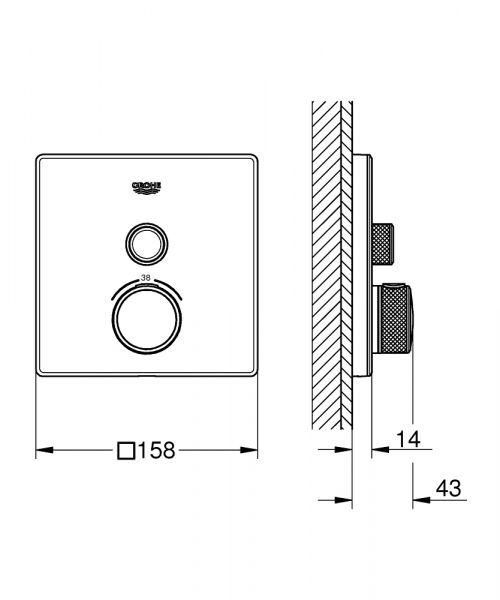 Grohe Grohtherm SmartControl Thermostat mit einem Absperrventil, wassersparend chrom/moon white