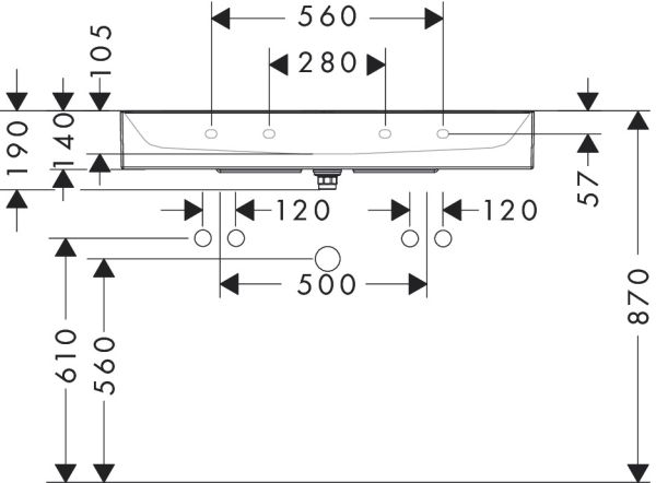 hansgrohe Xevolos E Aufsatzwaschtisch geschliffen 100x48cm