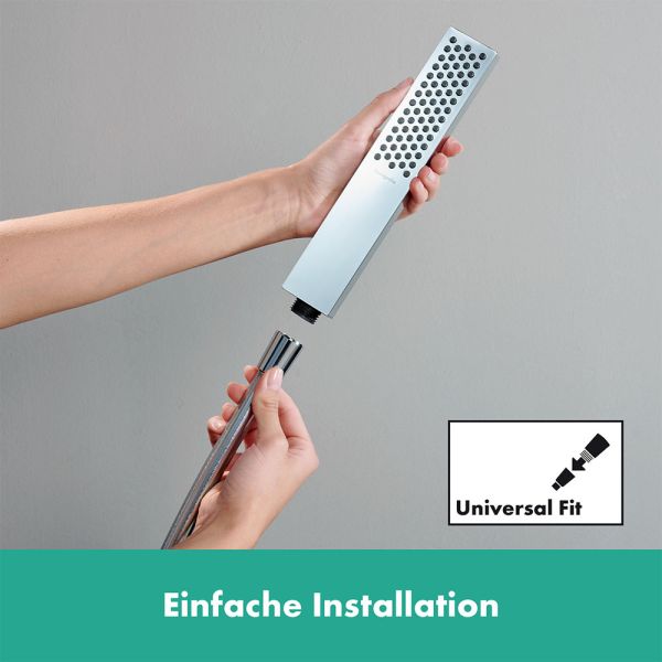 Hansgrohe Unica Brausestange E Puro 90cm mit Brausehalter und Brauseschlauch, chrom