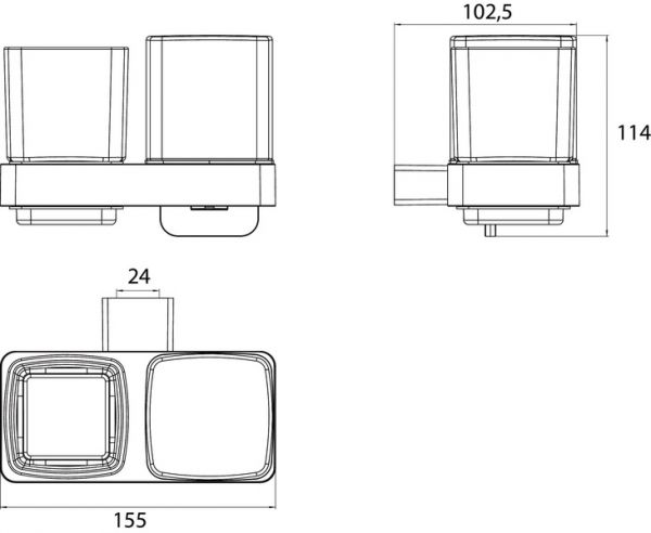 emco loft Glashalter mit Seifenspender und Becher, Kristallglas satiniert, chrom