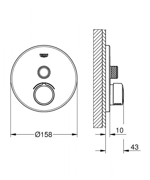 Grohe SmartControl Unterputzmischer mit einem Absperrventil, Fertigmontageset rund, chrom