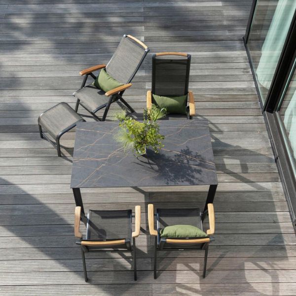 KETTLER MEMPHIS Multipositionssessel mit Teak-Armlehne, anthrazit/bronze