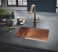 Vorschau: Grohe K700U Küchenspüle aus Edelstahl 55x45cm, warm sunset gebürstet 31574DL1 mit Grohe Blue 31455DA1