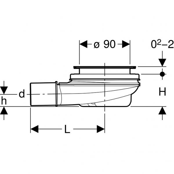 Geberit Duschwannenablauf d90, Siphonierhöhe 30mm, Abgang aus PE