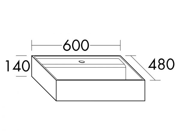 Burgbad Sys30 Keramik-Aufsatzwaschtisch mit Ab- und Überlaufsystem, 60x48cm, weiß