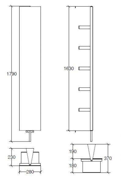 lineabeta CIACOLE drehbarer Schrank offen mit Spiegel auf der Rückseite, Höhe 179cm