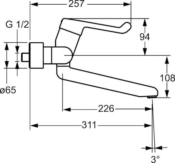 Hansa Hansamedipro Waschtisch-Einhand-Sicherheitsbatterie, Sicherheitshebel, 311mm, chrom
