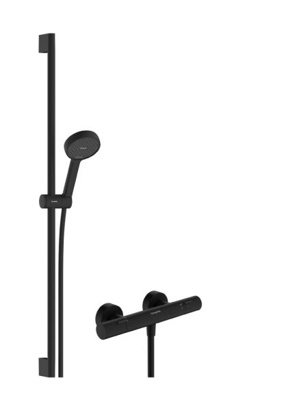 hansgrohe Activera Select S Brausesystem 95 mit Thermostat und Brausestange, EcoSmart, schwarz matt