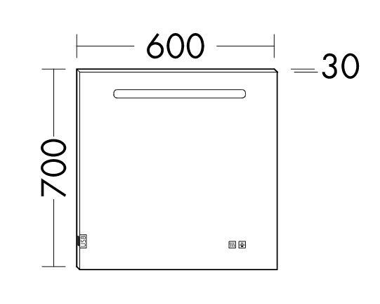 Burgbad Fiumo/Lin20 Leuchtspiegel mit horizontaler LED-Beleuchtung 60x70cm