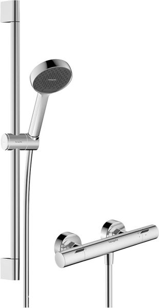 hansgrohe Activera Select S Brausesystem Aufputz, Thermostat, Duschstange 65cm chrom 28876000 