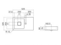 Vorschau: Alape Waschtisch, rechteckig, 52,5x32,5cm, Beckenmulde quadratisch links, weiß WT.QS525H.L