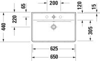 Vorschau: Duravit D-Neo Waschtisch rechteckig 65x44cm, mit Überlauf und WonderGliss, weiß