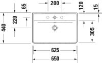 Vorschau: Duravit D-Neo Waschtisch rechteckig 65x44cm, mit Hahnloch und Überlauf, mit WonderGliss, weiß