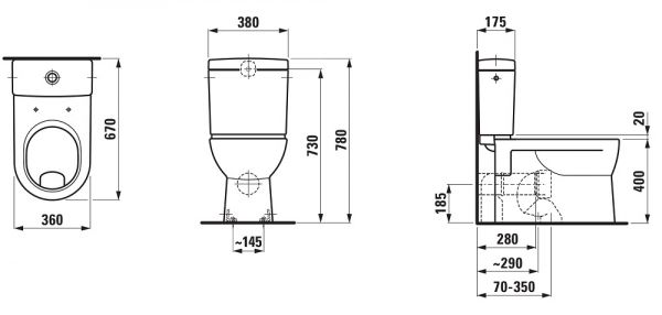 Laufen Pro Stand-WC für Kombination, 67x36cm, Flachspüler, 82495.9