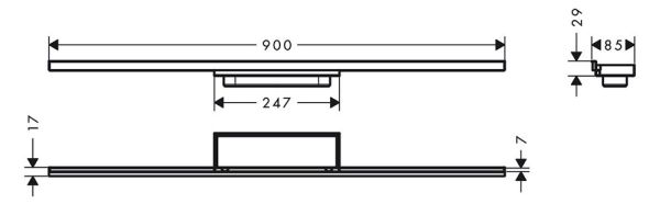 Hansgrohe RainDrain Minimalistic Fertigset Duschrinne 90cm, befliesbar