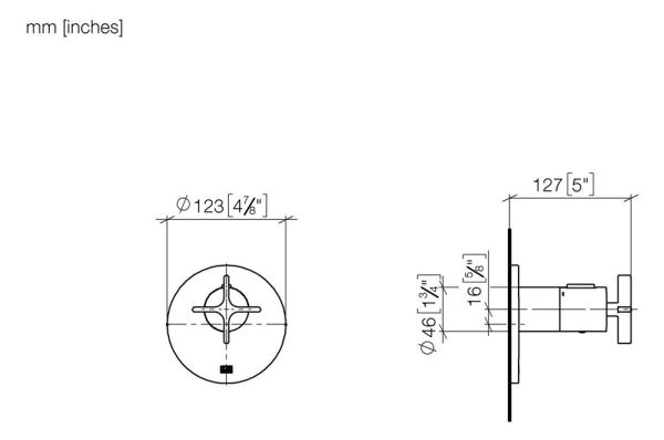 Dornbracht VAIA UP-Thermostat ohne Mengenregulierung mit Kreuzgriff