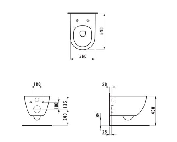 Laufen Pro X Wand-WC Advanced, Tiefspüler, spülrandlos mit EasyFit 3.0